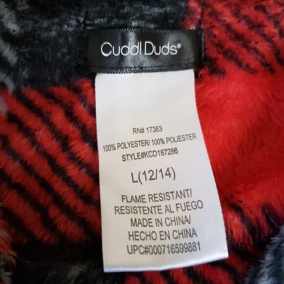Cuddl Duds Hooded Robe Moose Antlers Youth Size Large Plaid Belted Animal Bath - Picture 6 of 9